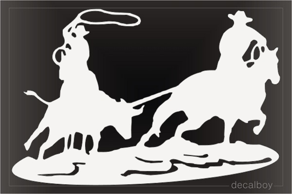 Team Roping Cowboy Car Window Decal