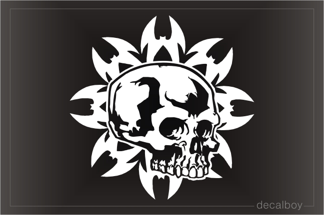 Tribal Skull Tattoo Round Car Decal