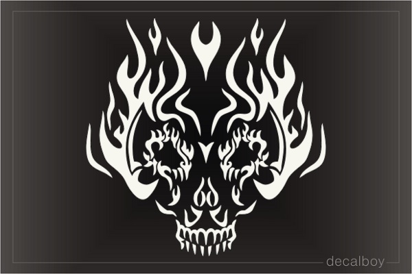 Tribal Flaming Tattoo Skull Decal