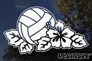 Volleyball Hibiscus Flower Window Decal