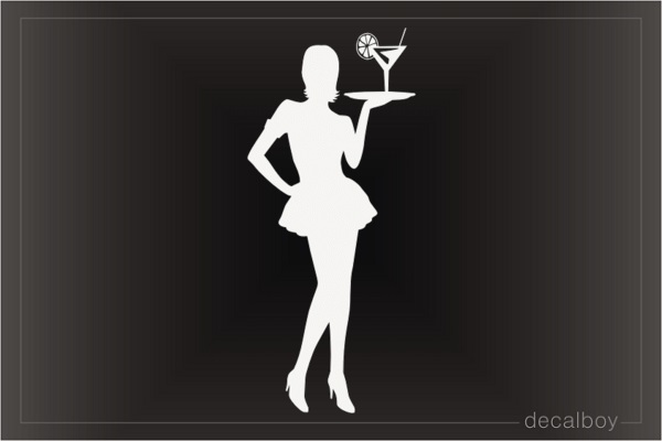 Waitress Serves Egzotic Drink Car Window Decal