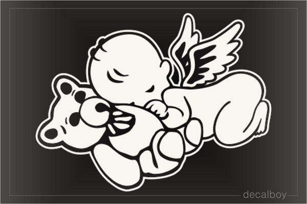 Angel Baby Sleeping On Teddy Bear Window Decal