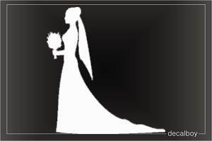 Bride Wedding Bouquet Car Window Decal