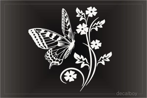 Butterfly And Flowers Decal