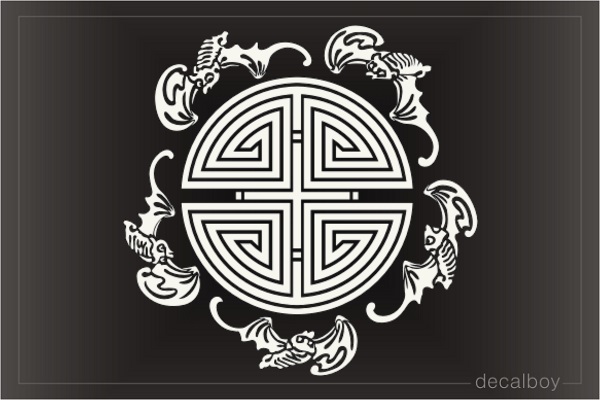 Chinese Longevity Five Bat Symbol Decal