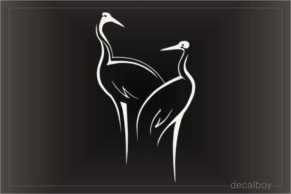 Cranes Pair Birds Window Decal