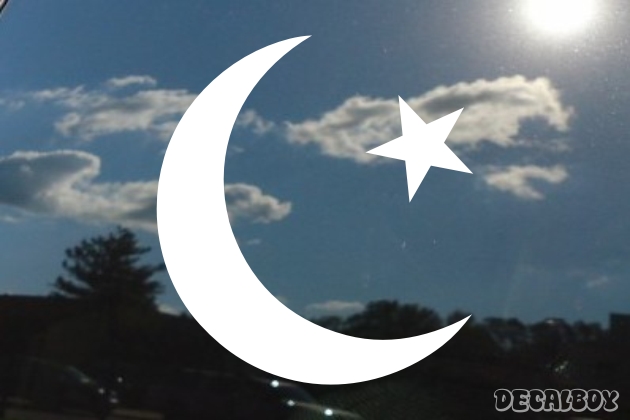 Crescent Moon With Star Car Decal