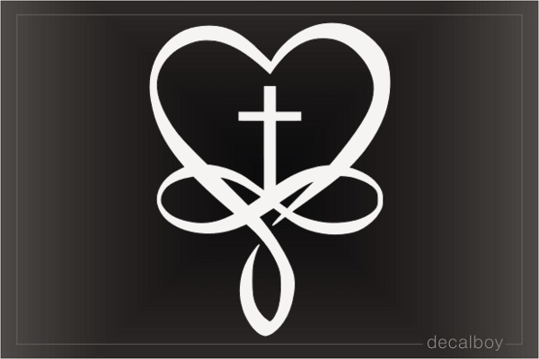 Cross Heart Ribbon Decal