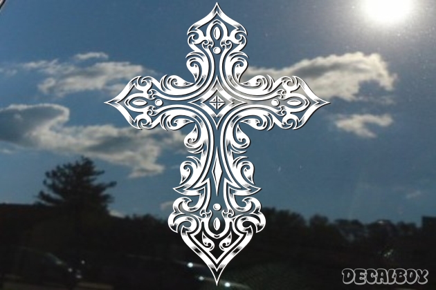 Decorative Cross Flames Decal