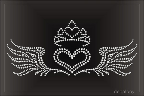 Diamond Tiara Heart Wings Decal