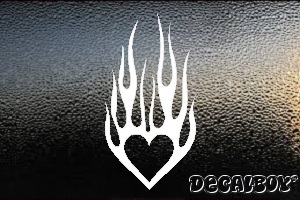 Flaming Heart Car Window Decal