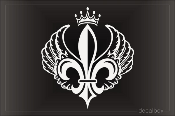 Fleur De Lis Wings Crown Decal