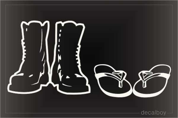 Flip Flops And Combat Boots Car Decal