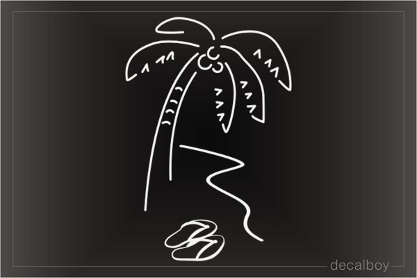 Flip Flops Under Palm Tree Window Decal