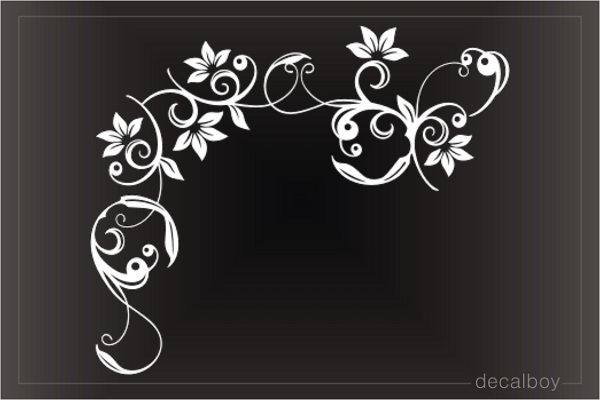 Floral Tribal Leaf Corner Die-cut Decal