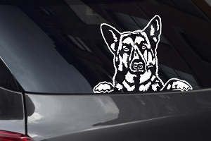 German Shepherd Looking Out Window Decal