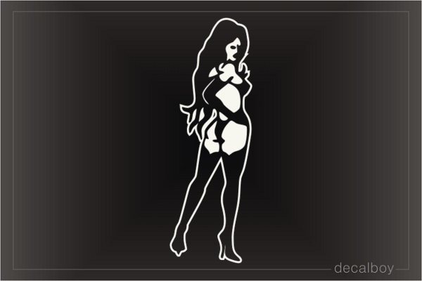 Girl Standing Back Car Window Decal