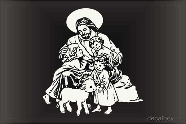 Jesus With Kids Window Decal