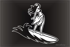 Hawaiian Surfer Girl Decal