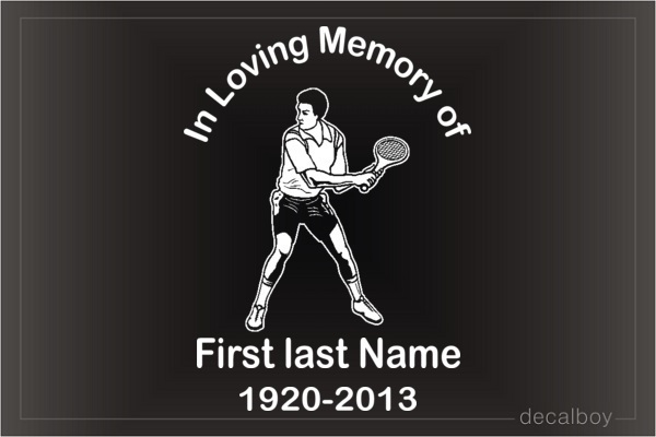 In Memory Of Tennis Player Car Decal