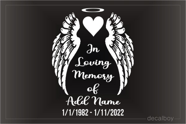 Memorial Wings Heart Car Decal