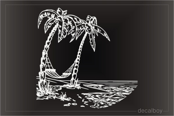 Palm Trees Beach Hammock Decal