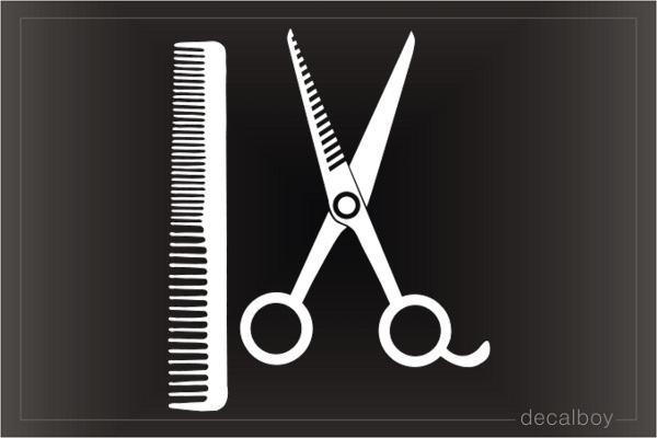 Scissors Comb Barber Hairstyler Car Decal