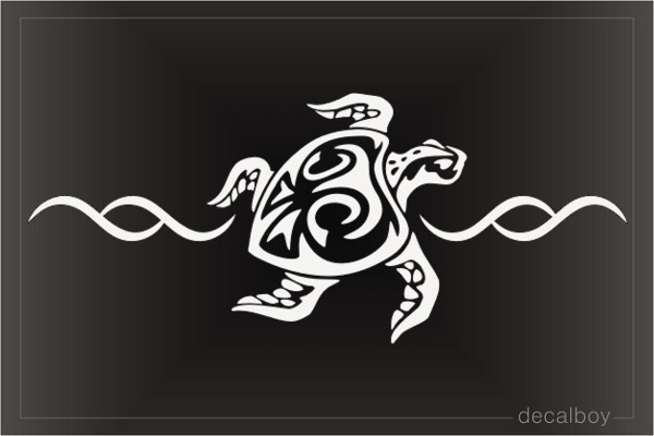 Swimming Tribal Sea Turtle Decal