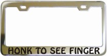 Honk To See Finger Frame Chrome License Frame