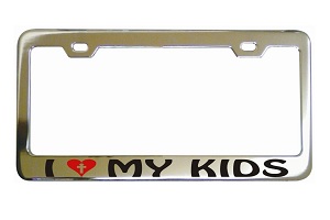 I Love My Kids Chrome License Frame