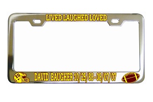 Lived Laughed Loved Football Memorial License Frame