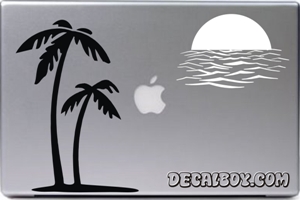 Island Sunset Palmtree Laptop Decal