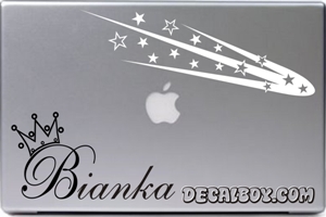 Shooting Stars Crown Custom Name Laptop Decal