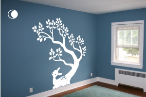 Baby Deer Under Tree Wall Decal