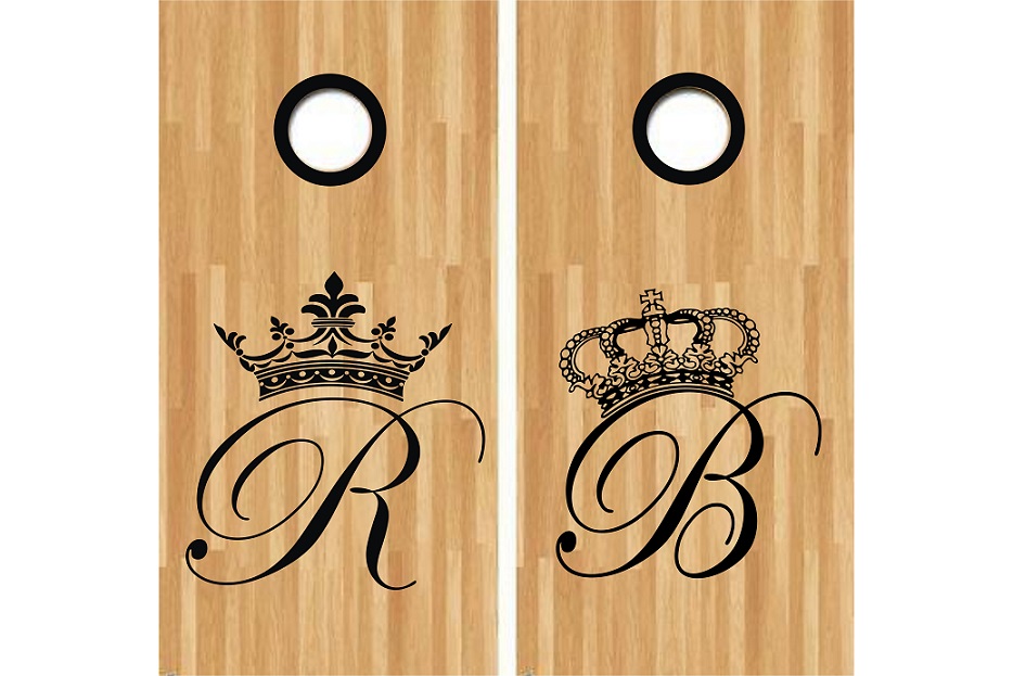 Monogram Crown Letter Cornhole Decal