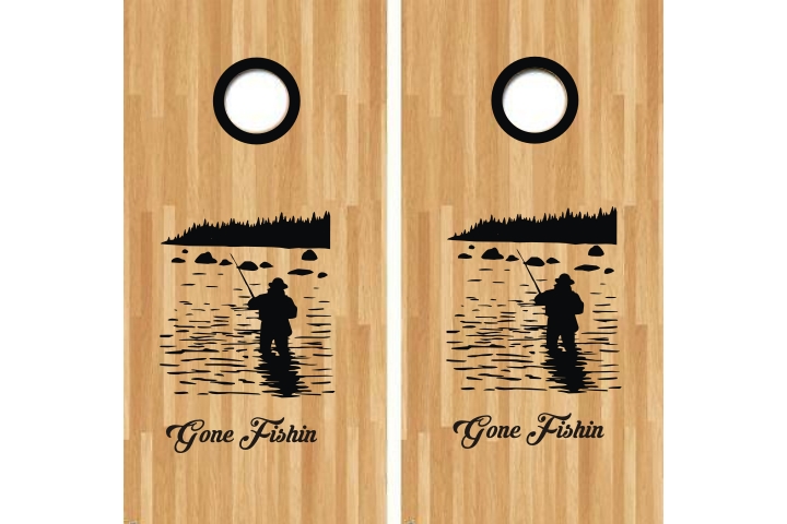 Gone Fishin Cornhole Decal