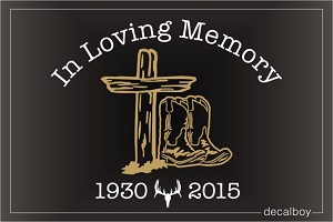 Cowboy Boots Cross Memorial Decal