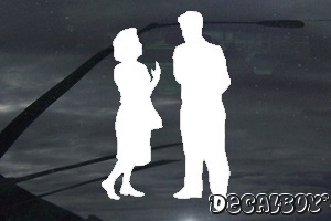Couple Talking Car Window Decal