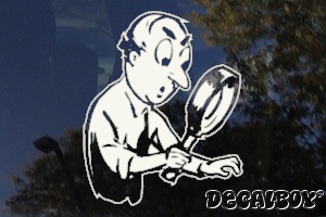 Man Magnifying Glass Car Window Decal