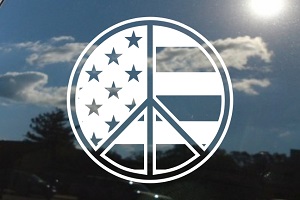 Peace Sign American Flag Car Decal