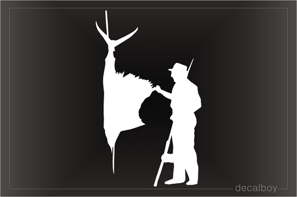 Fisherman Holding Fish Window Decal